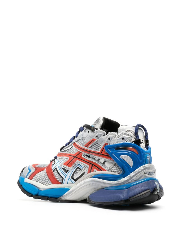Grey and White Runner Panelled Sneakers