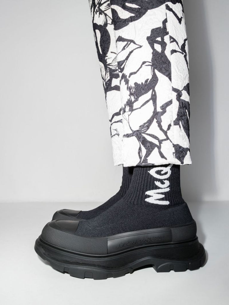 Black Tread Sock Boots
