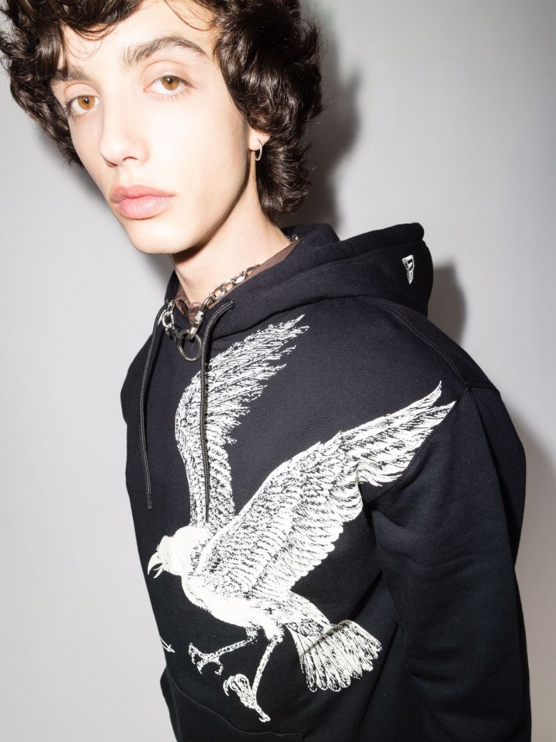 Eagle Print Cotton Hoodie