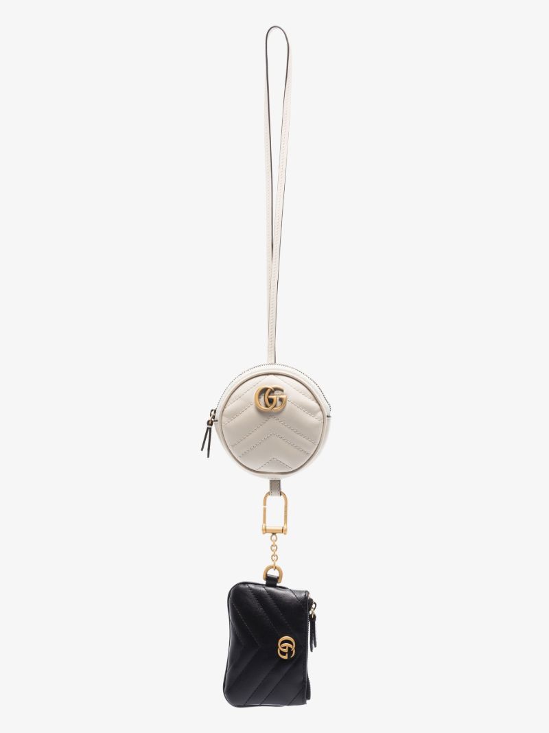 Black and White Gg Marmont Leather Pouch