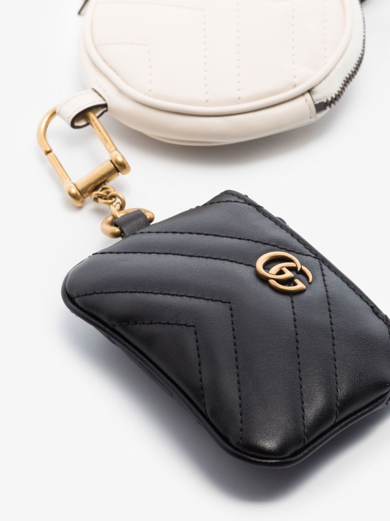 Black and White Gg Marmont Leather Pouch