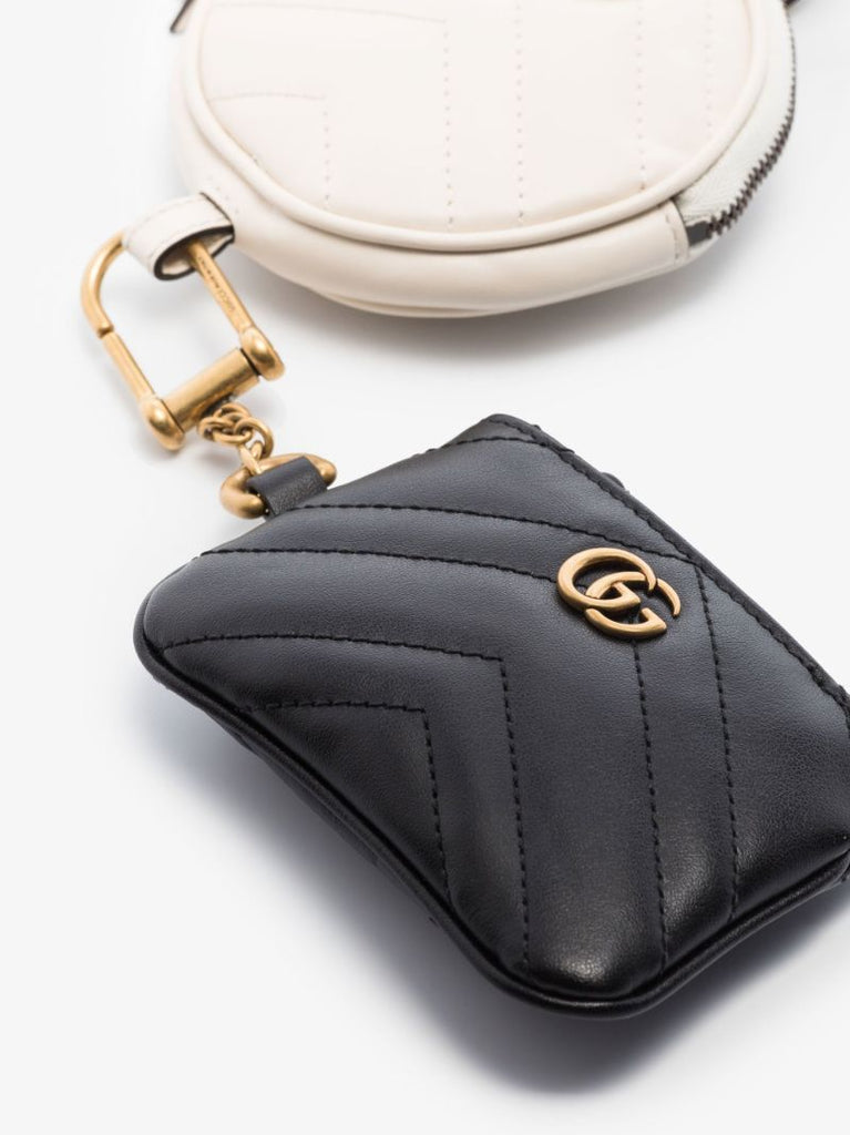 Black and White Gg Marmont Leather Pouch