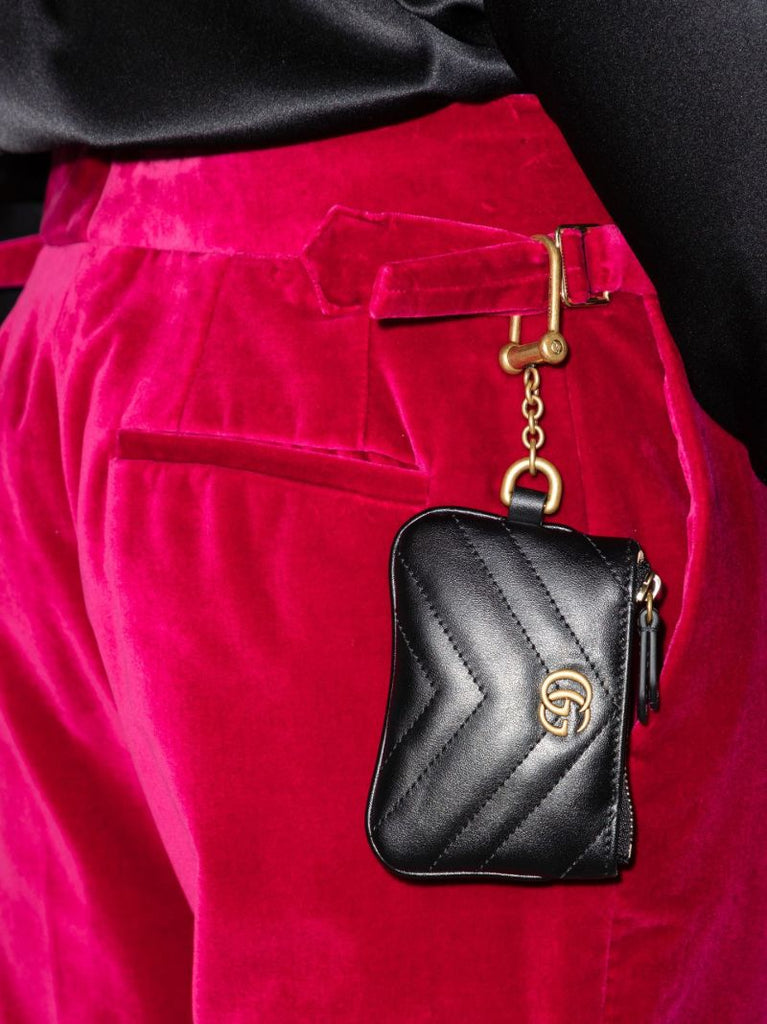 Black and White Gg Marmont Leather Pouch