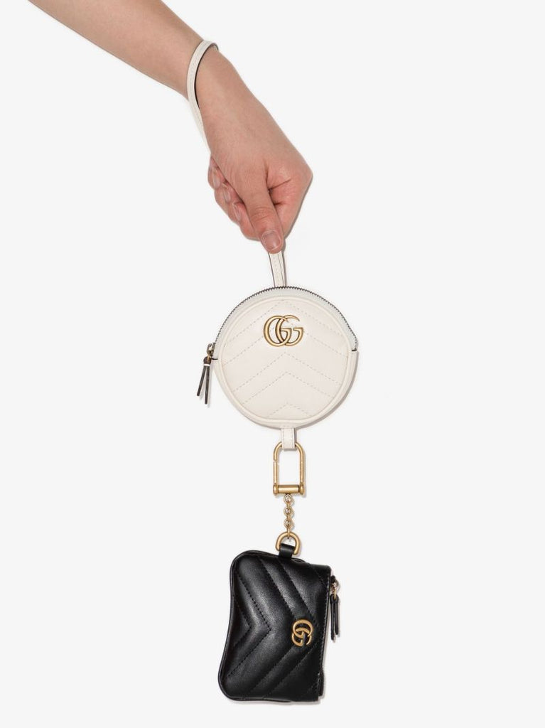 Black and White Gg Marmont Leather Pouch