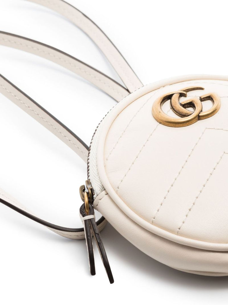 Black and White Gg Marmont Leather Pouch