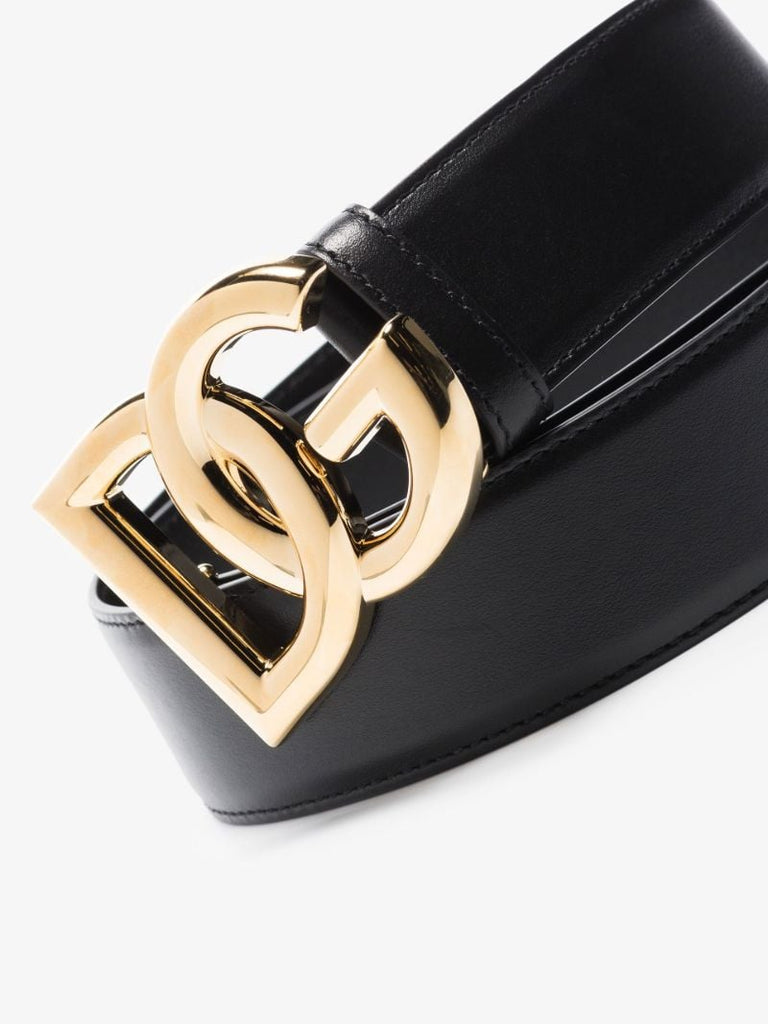 Black Dg Leather Belt