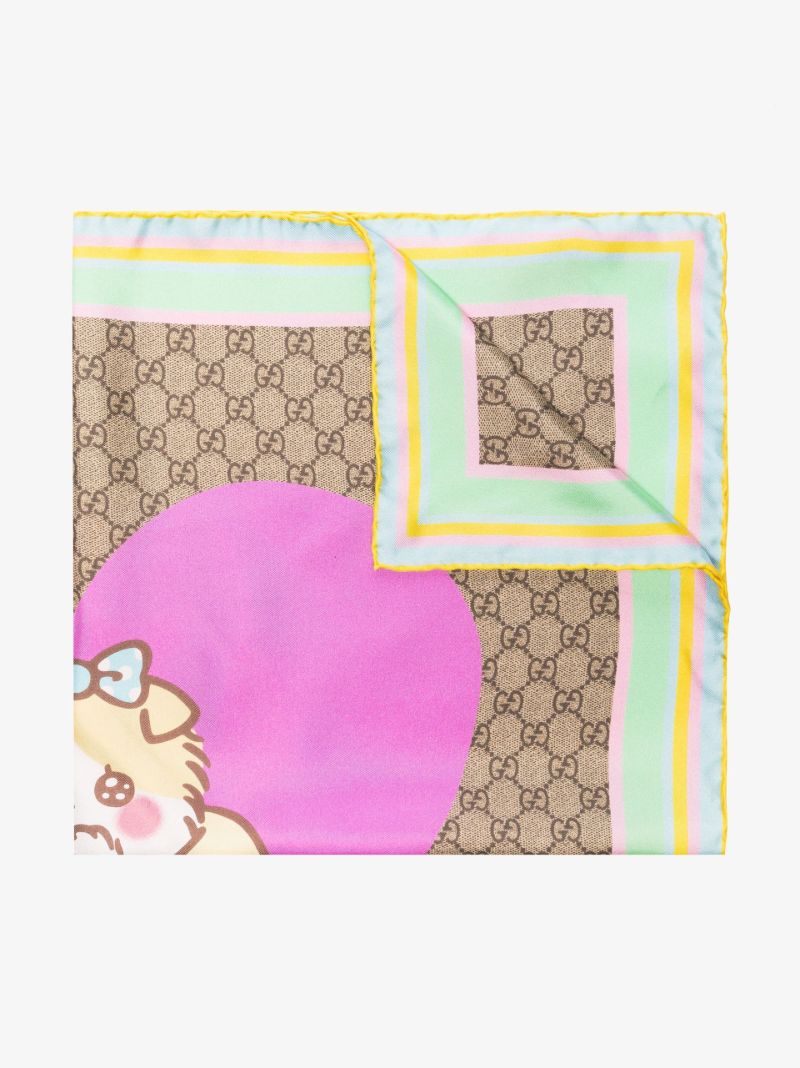 Brown Bananya Print Silk Scarf