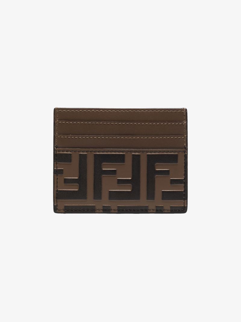 Brown Ff Leather Card Holder