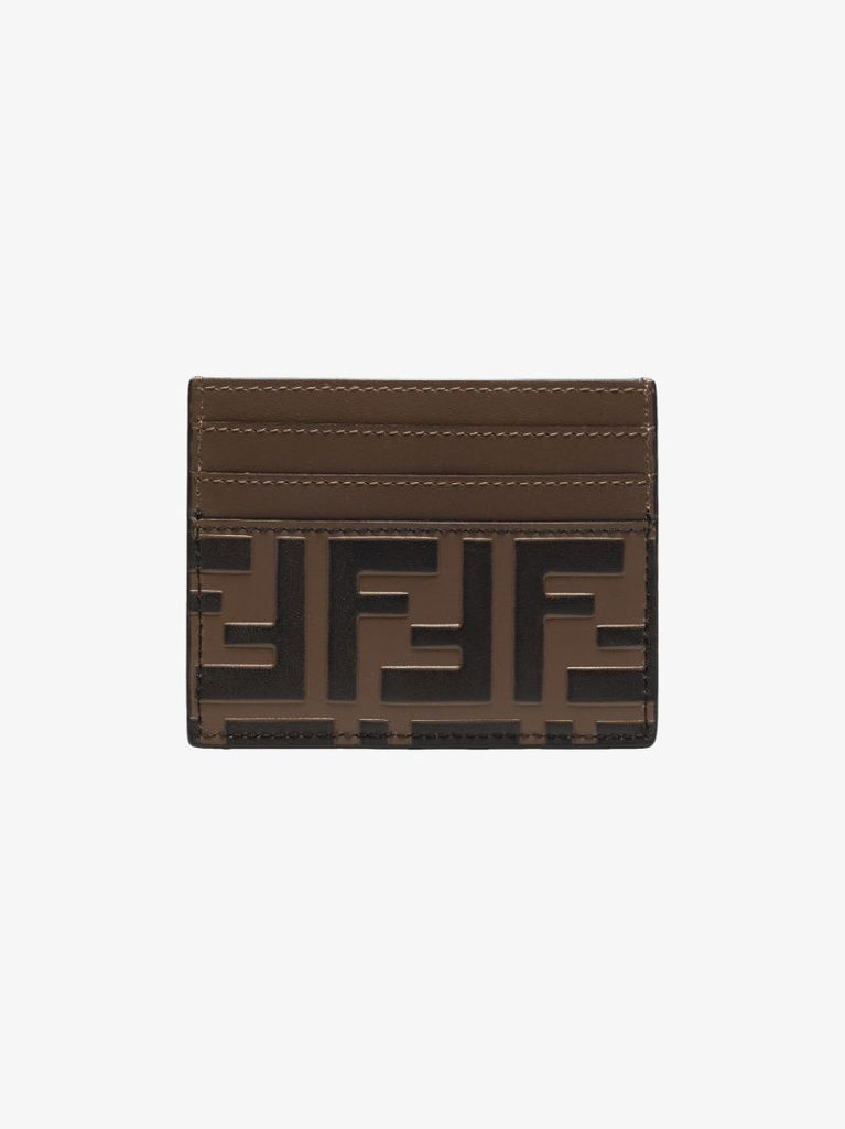 Brown Ff Leather Card Holder