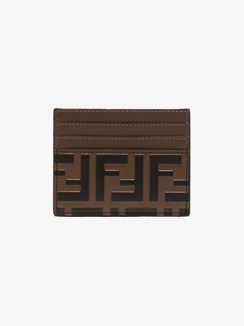Brown Ff Leather Card Holder