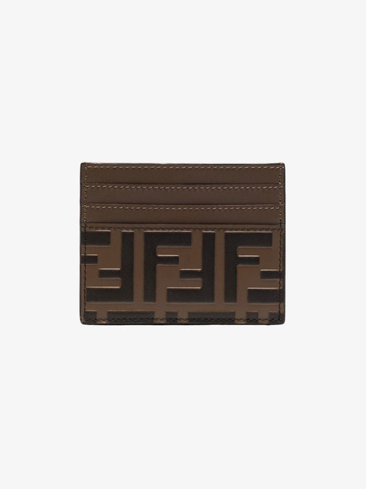Brown Ff Leather Card Holder