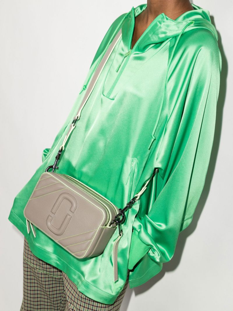 Grey Moto Shot Leather Cross Body Bag