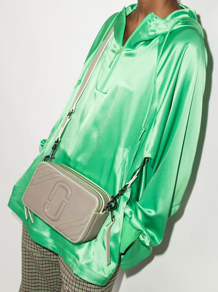 Grey Moto Shot Leather Cross Body Bag