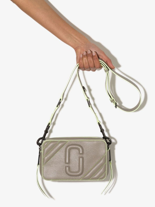 Grey Moto Shot Leather Cross Body Bag