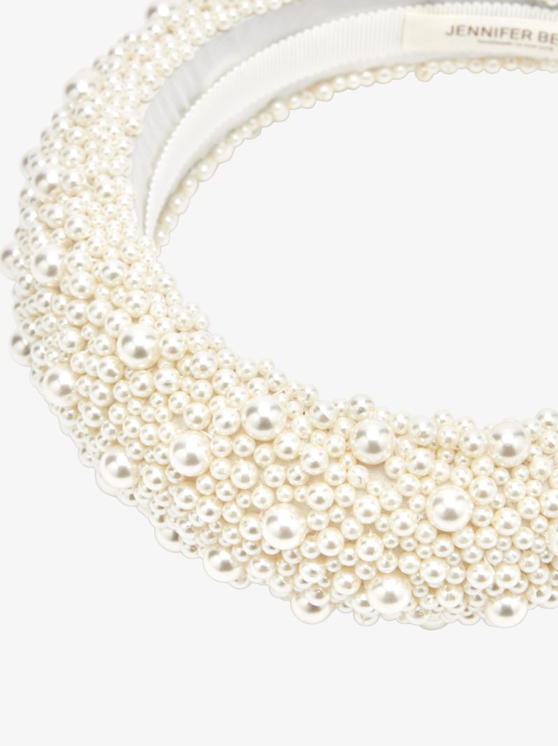 White Marjeta Pearl Embellished Headband