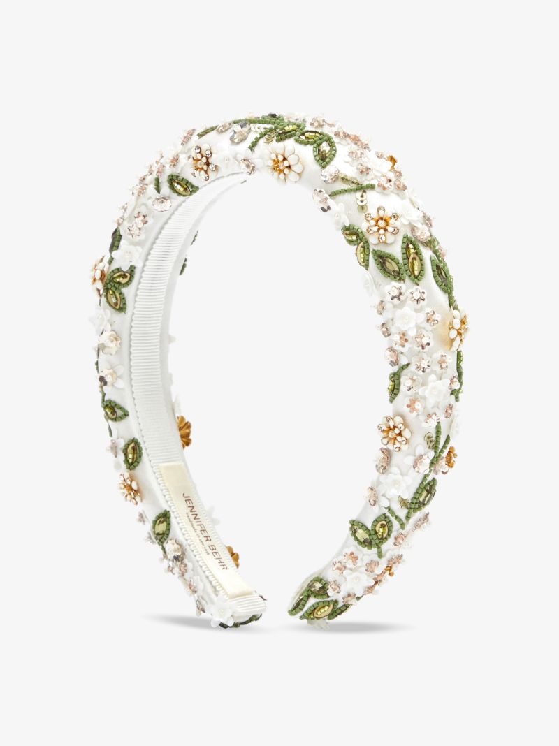 White Elowen Floral Embroidered Headband