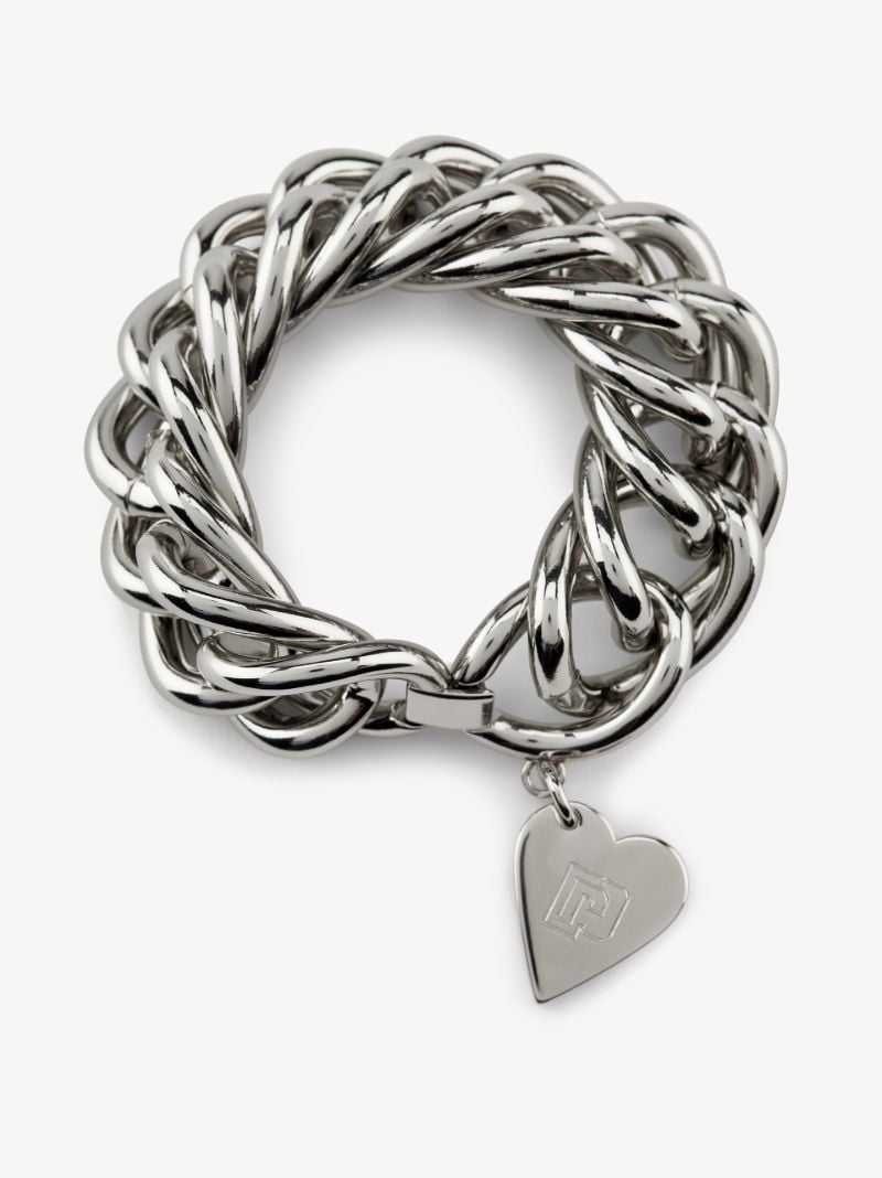 Silver Tone Heart Bracelet Set