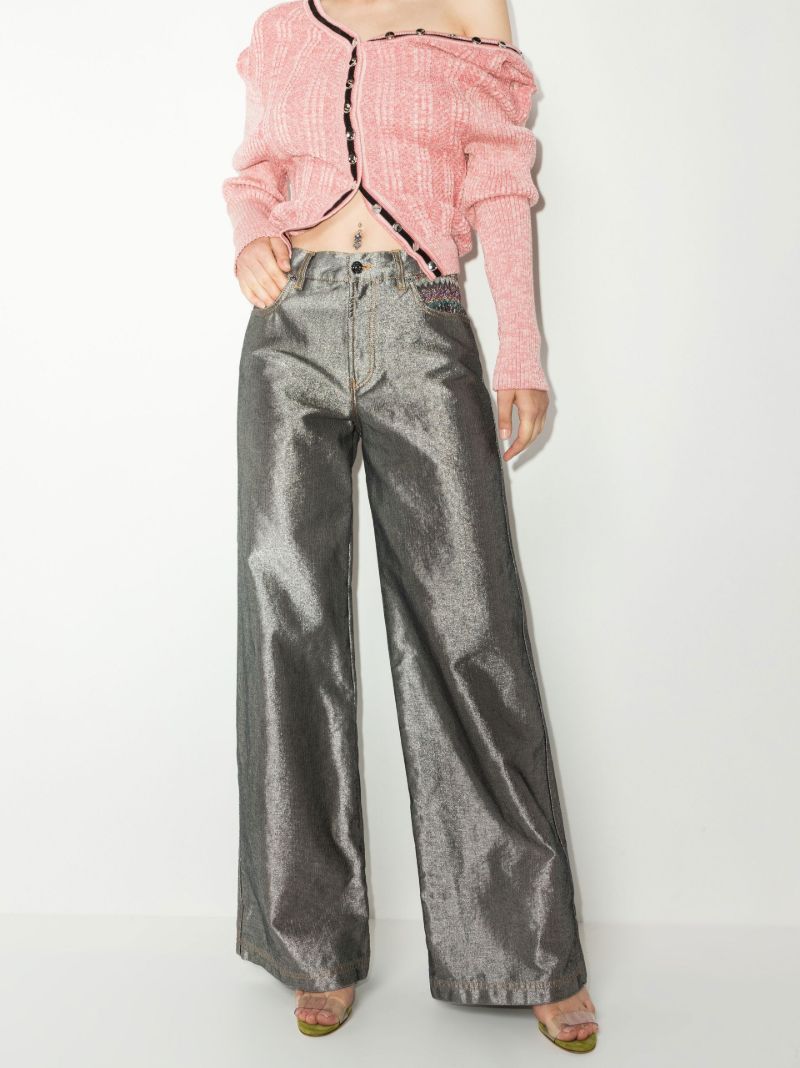 Silver Wide Leg Jeans