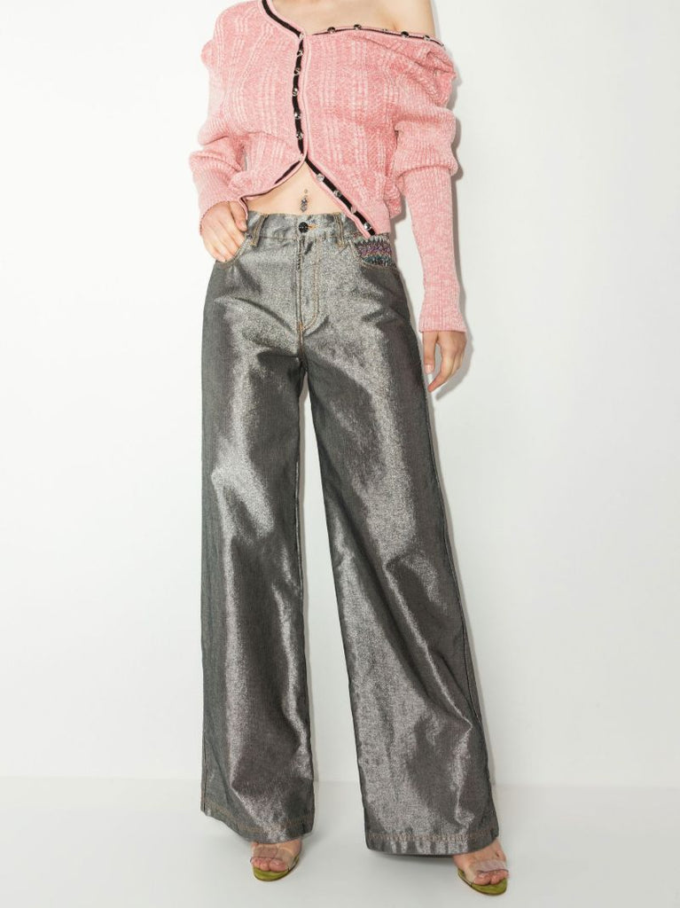 Silver Wide Leg Jeans