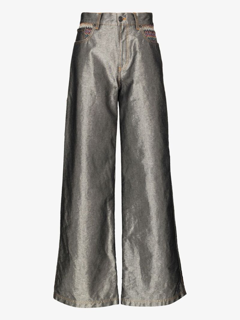 Silver Wide Leg Jeans