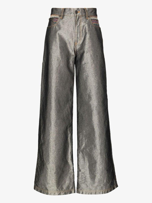 Silver Wide Leg Jeans