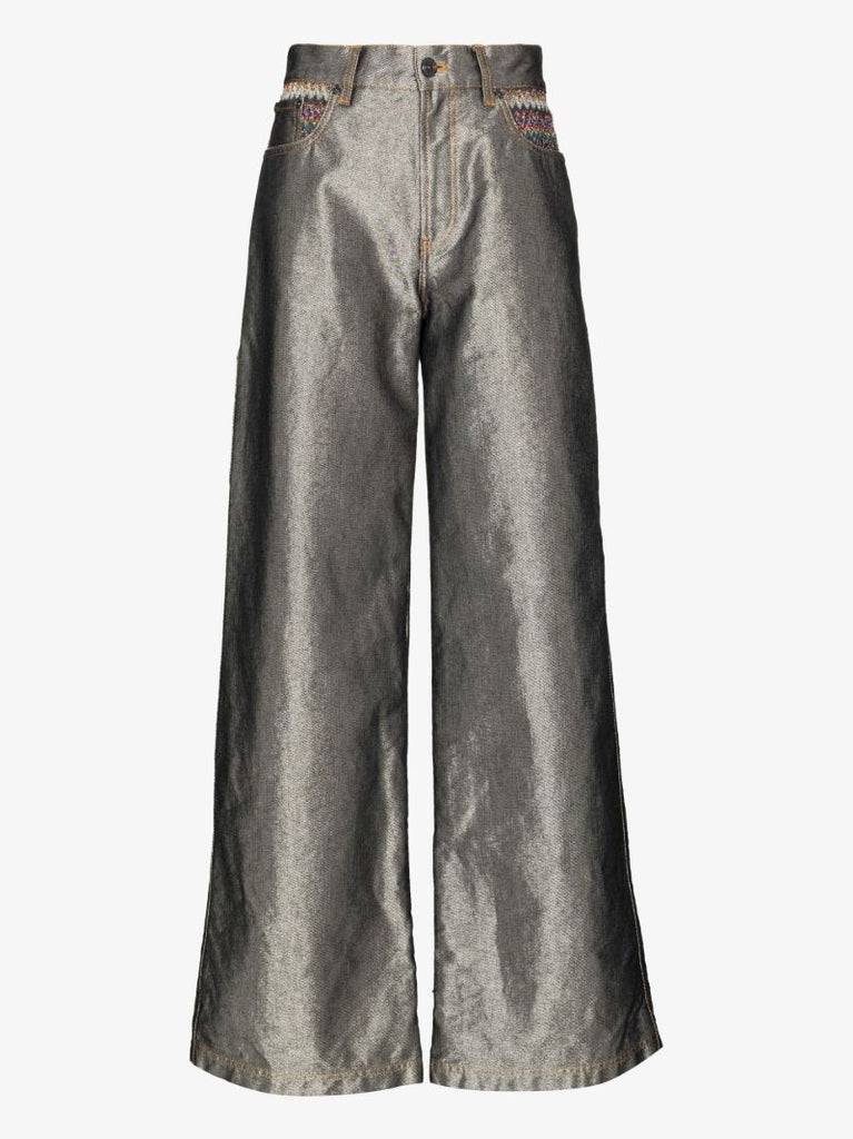 Silver Wide Leg Jeans