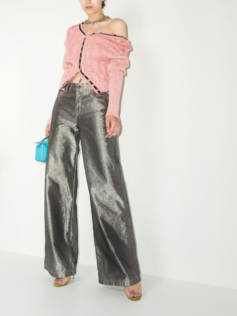 Silver Wide Leg Jeans