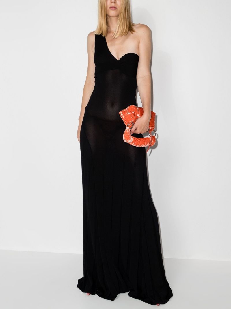 Black Single Shoulder Draped Gown