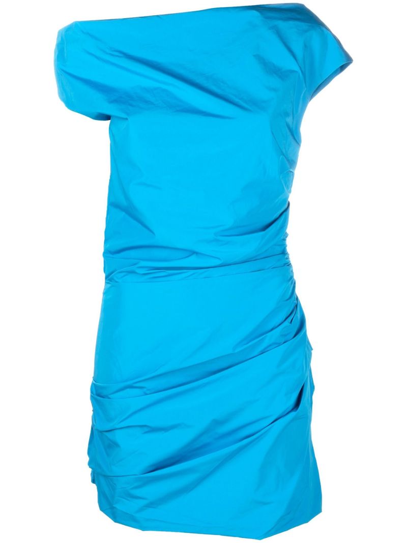 Blue Remmy One-shoulder Draped Mini Dress