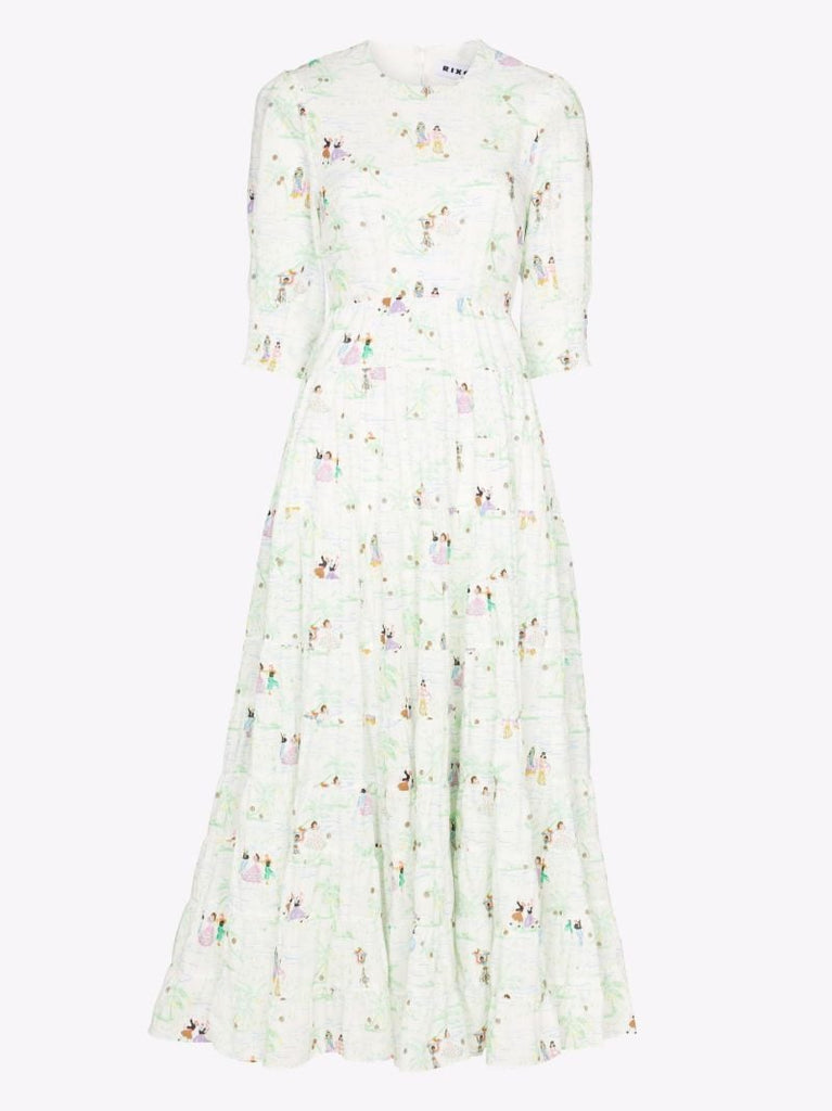 Agyness Puff Sleeve Printed Maxi Dress