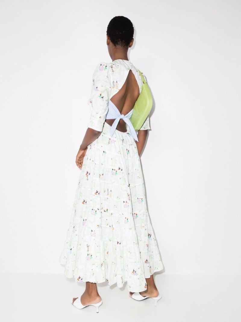 Agyness Puff Sleeve Printed Maxi Dress