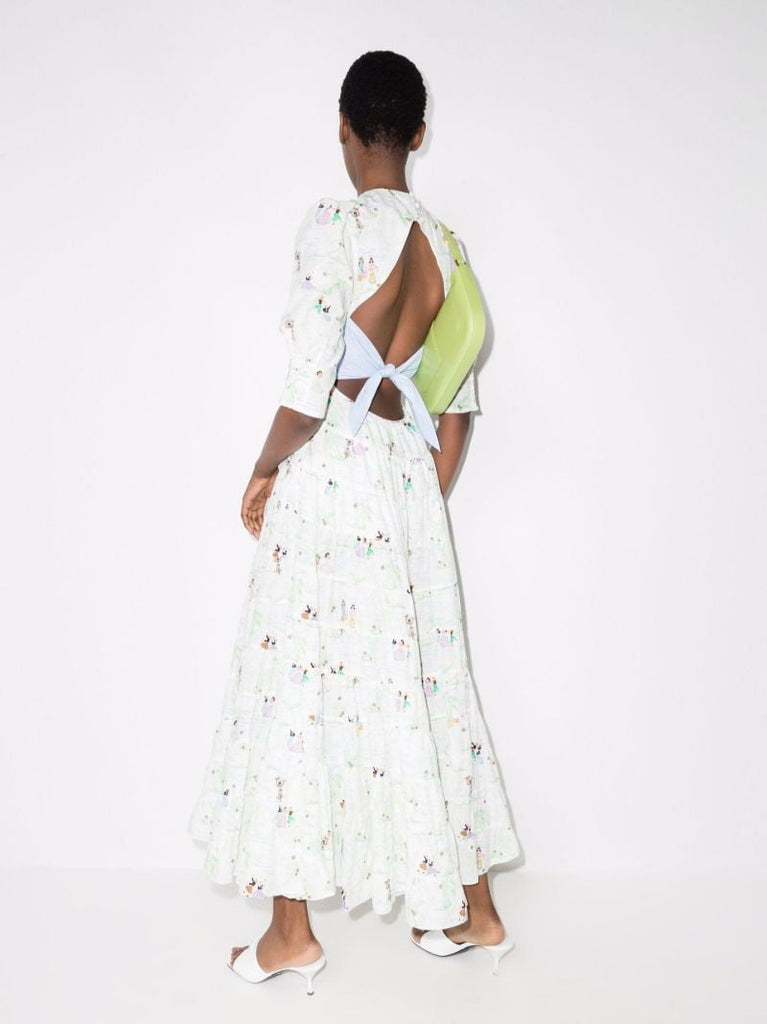 Agyness Puff Sleeve Printed Maxi Dress