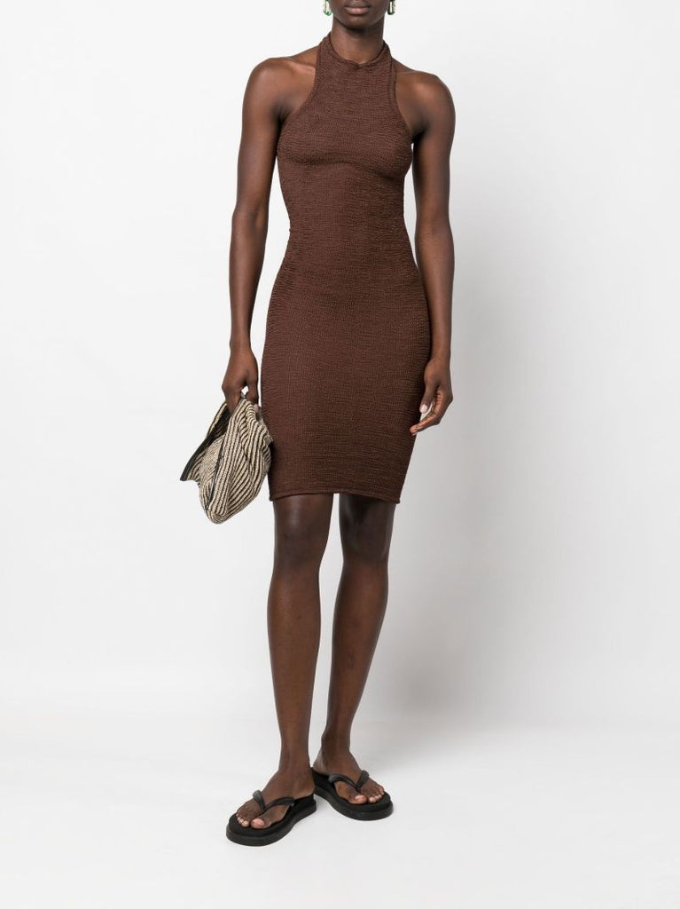 Brown Polly Halterneck Mini Dress