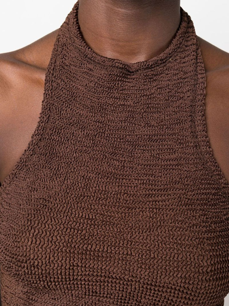 Brown Polly Halterneck Mini Dress