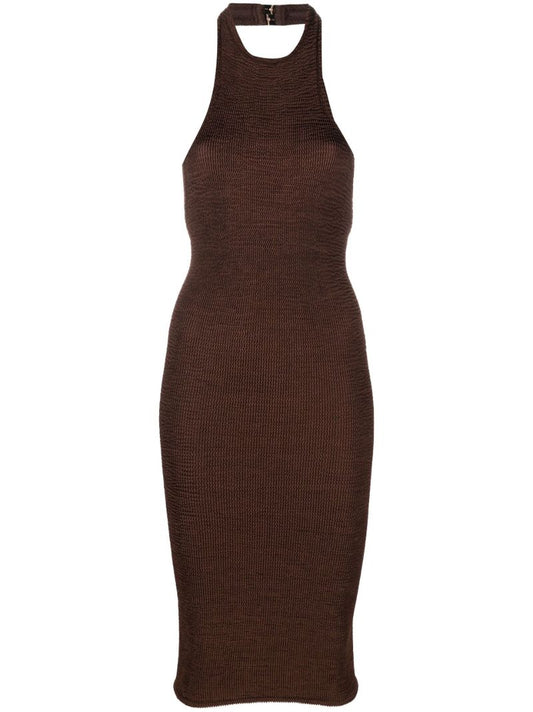 Brown Polly Halterneck Mini Dress