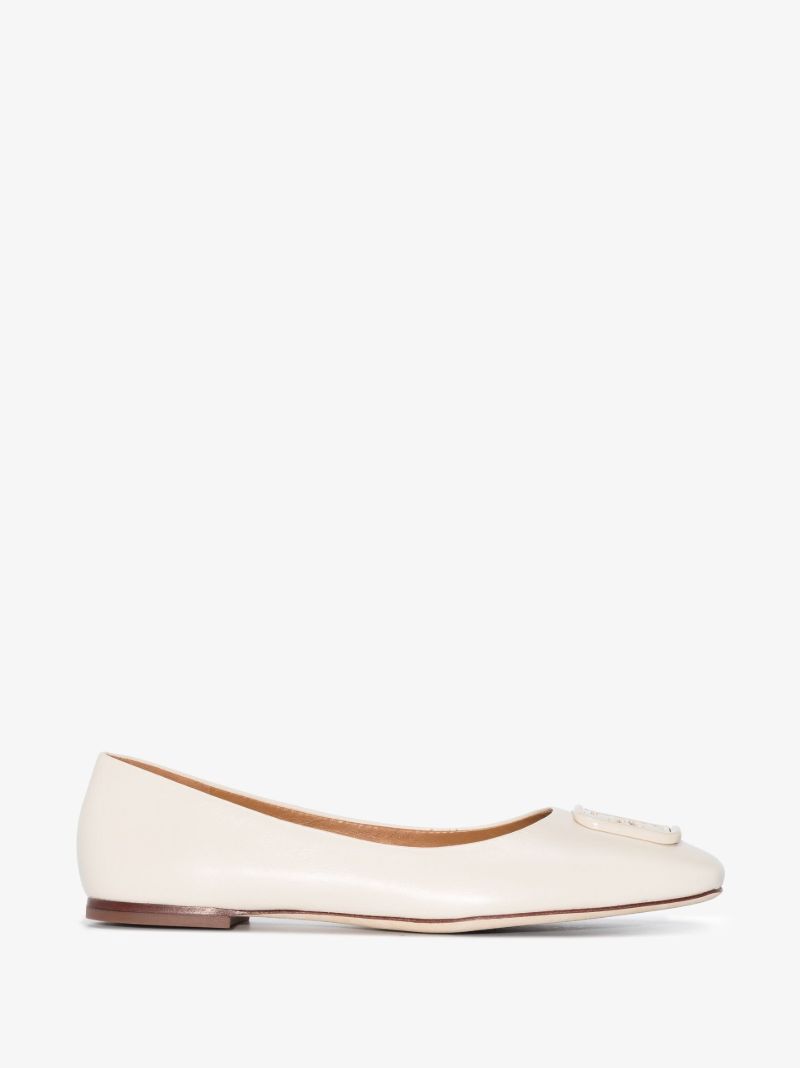 Neutral Georgia Bombe Leather Ballet Pumps