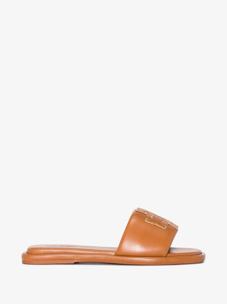 Brown Double T Logo Leather Sandal