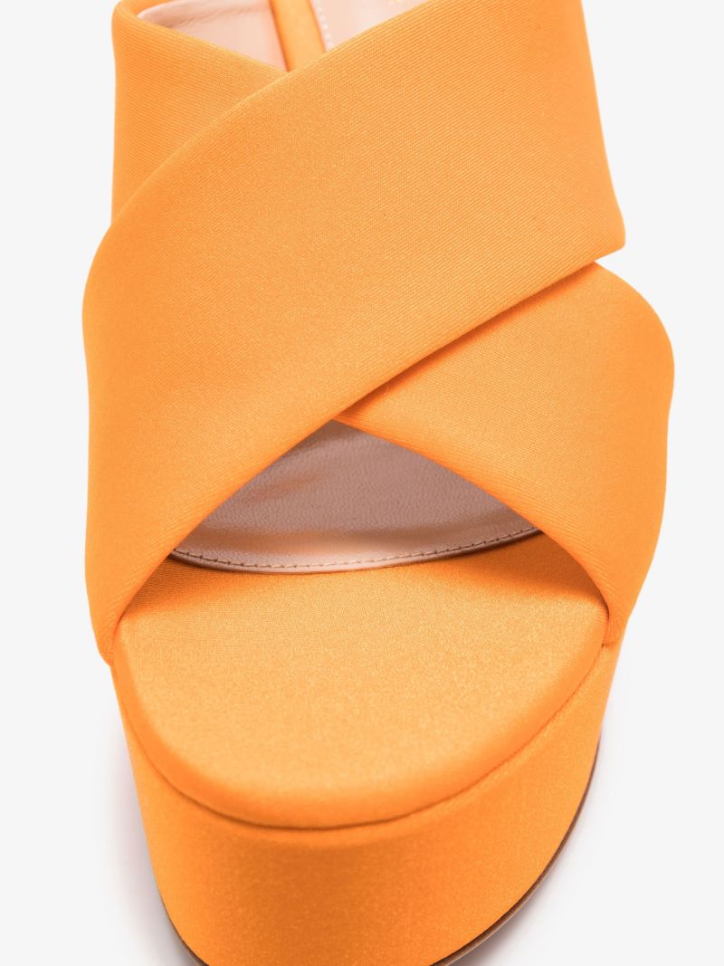 Orange Sue 70 Satin Platform Mules