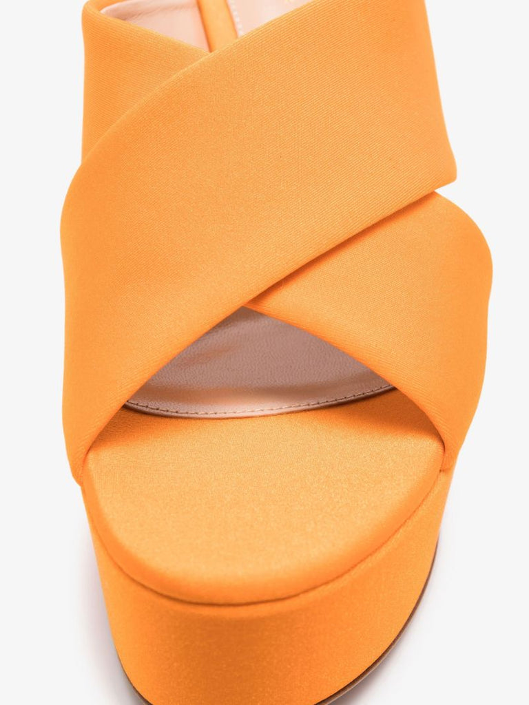 Orange Sue 70 Satin Platform Mules