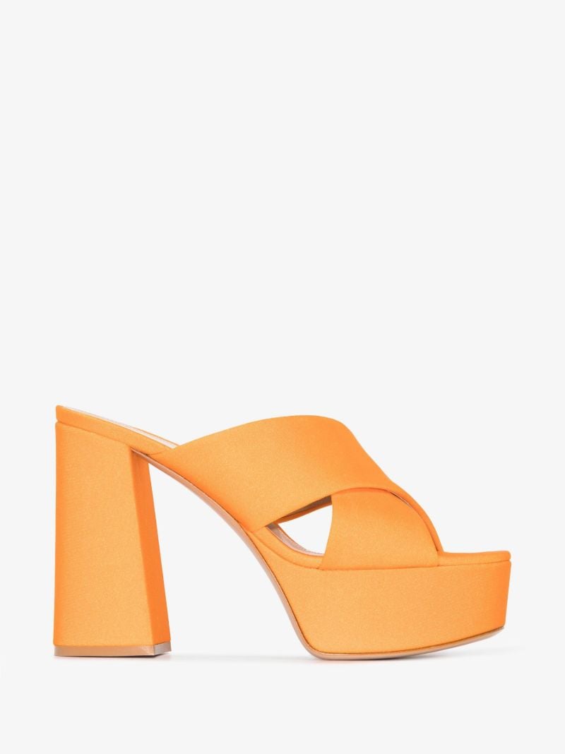 Orange Sue 70 Satin Platform Mules