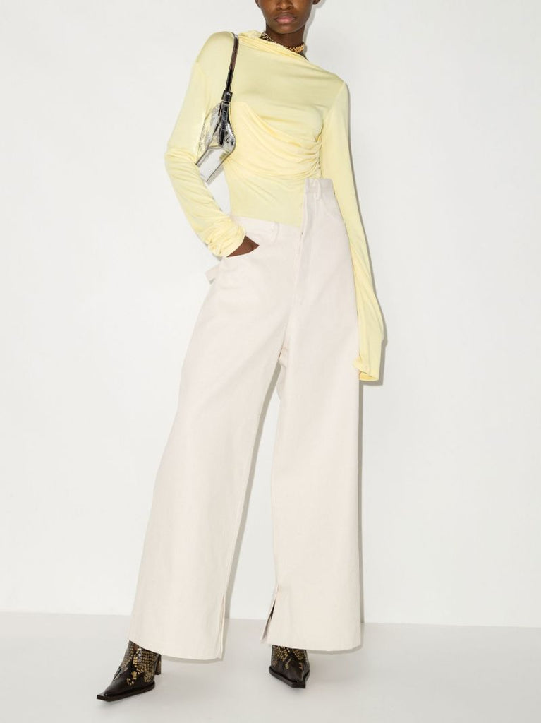 Neutral Gala Asymmetric Wide-leg Jeans