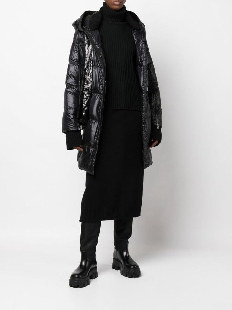 Black Cashmere Knit Midi Skirt