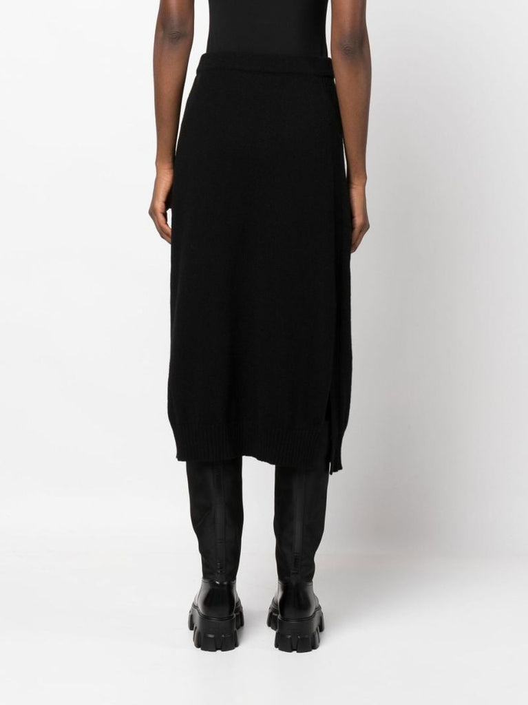 Black Cashmere Knit Midi Skirt