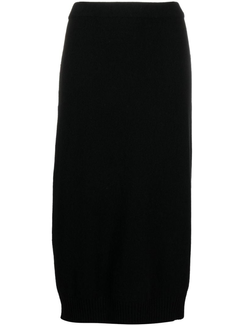 Black Cashmere Knit Midi Skirt