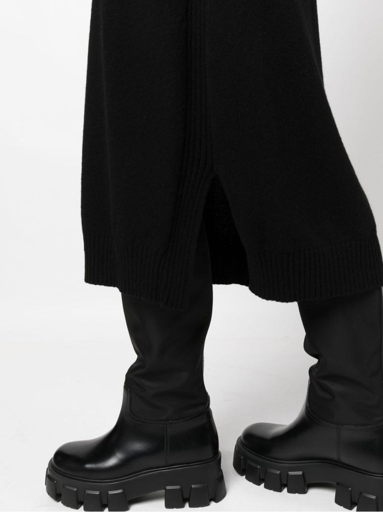 Black Cashmere Knit Midi Skirt