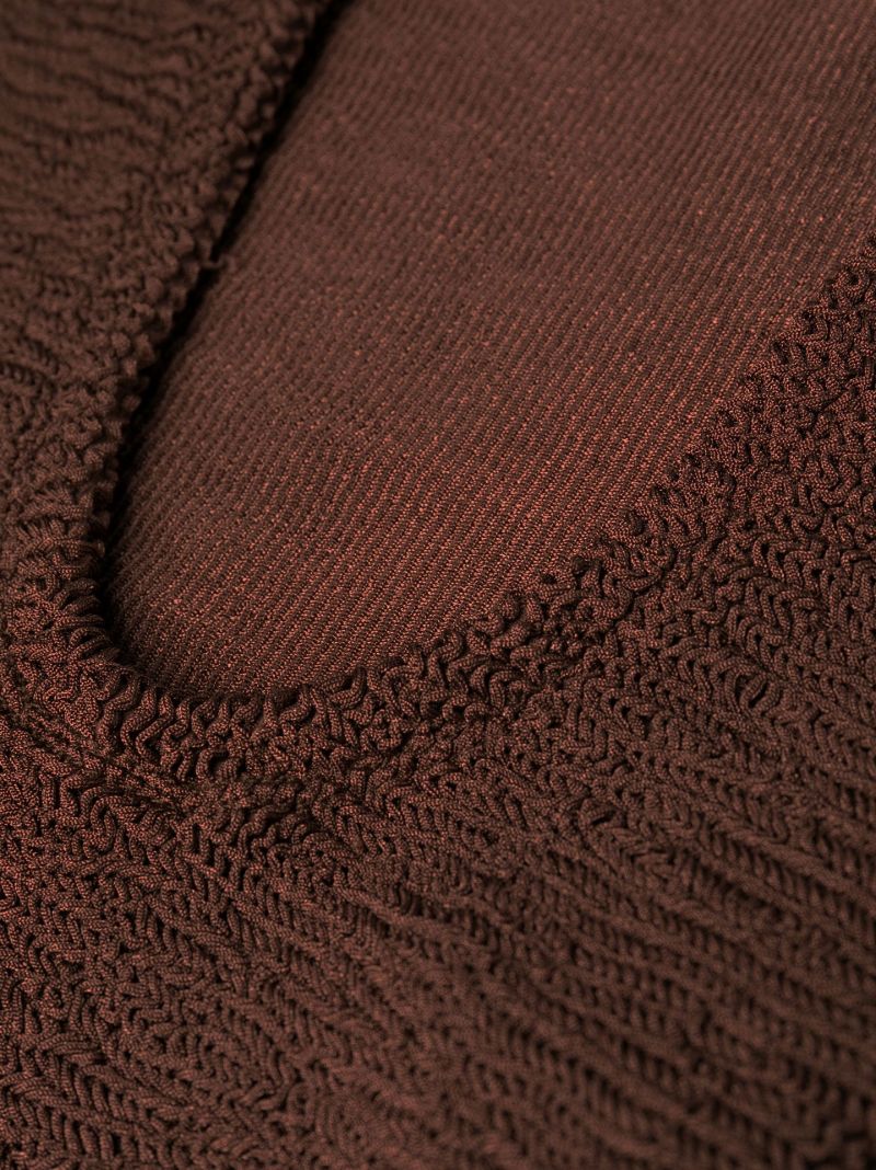 Brown Classic Square Neck Crinkle Swimsuit