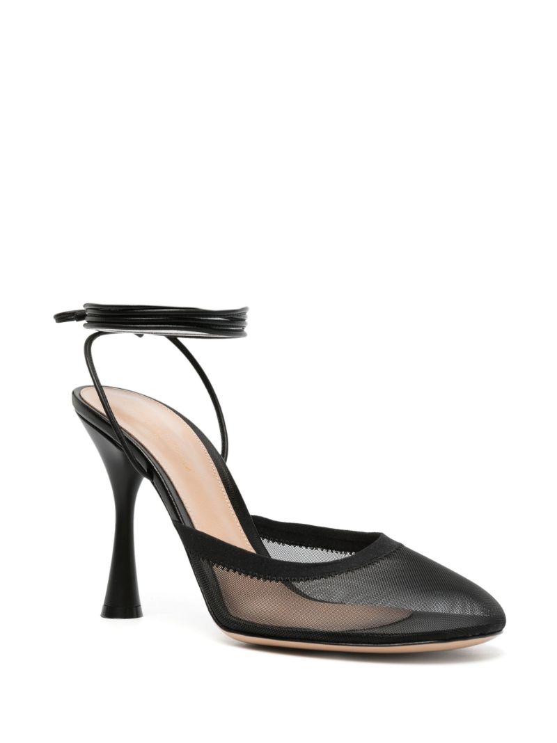 Black Celenie 95 Ankle Tie Leather Pumps