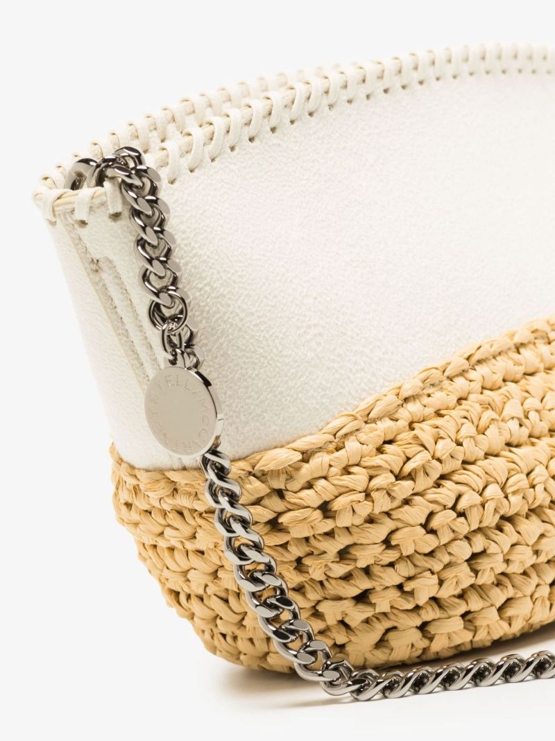 Neutral Falabella Mini Raffia Shoulder Bag