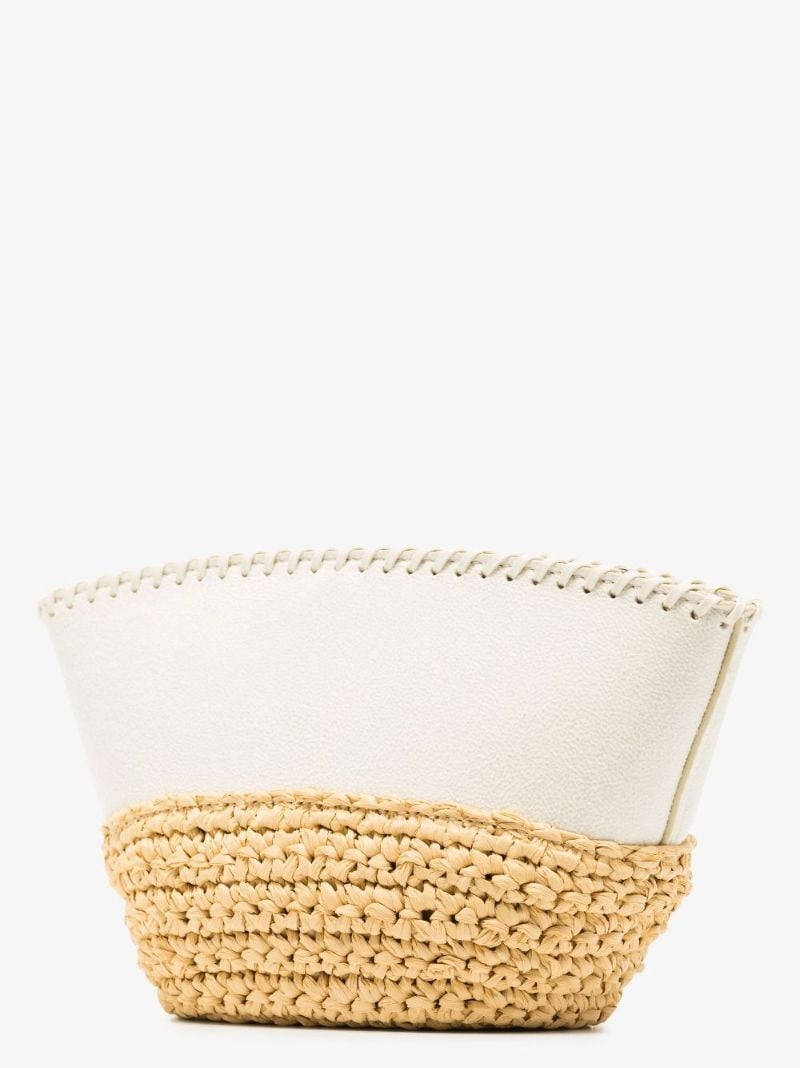 Neutral Falabella Mini Raffia Shoulder Bag