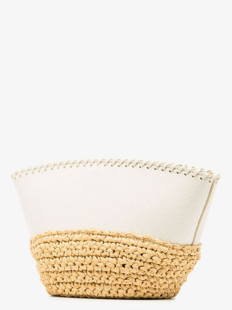 Neutral Falabella Mini Raffia Shoulder Bag